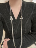 Chanel Crystal Bead Bow Necklace - Long Chain