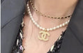 Chanel Pearl CC Pendant Necklace - Gold Interlocking Logo