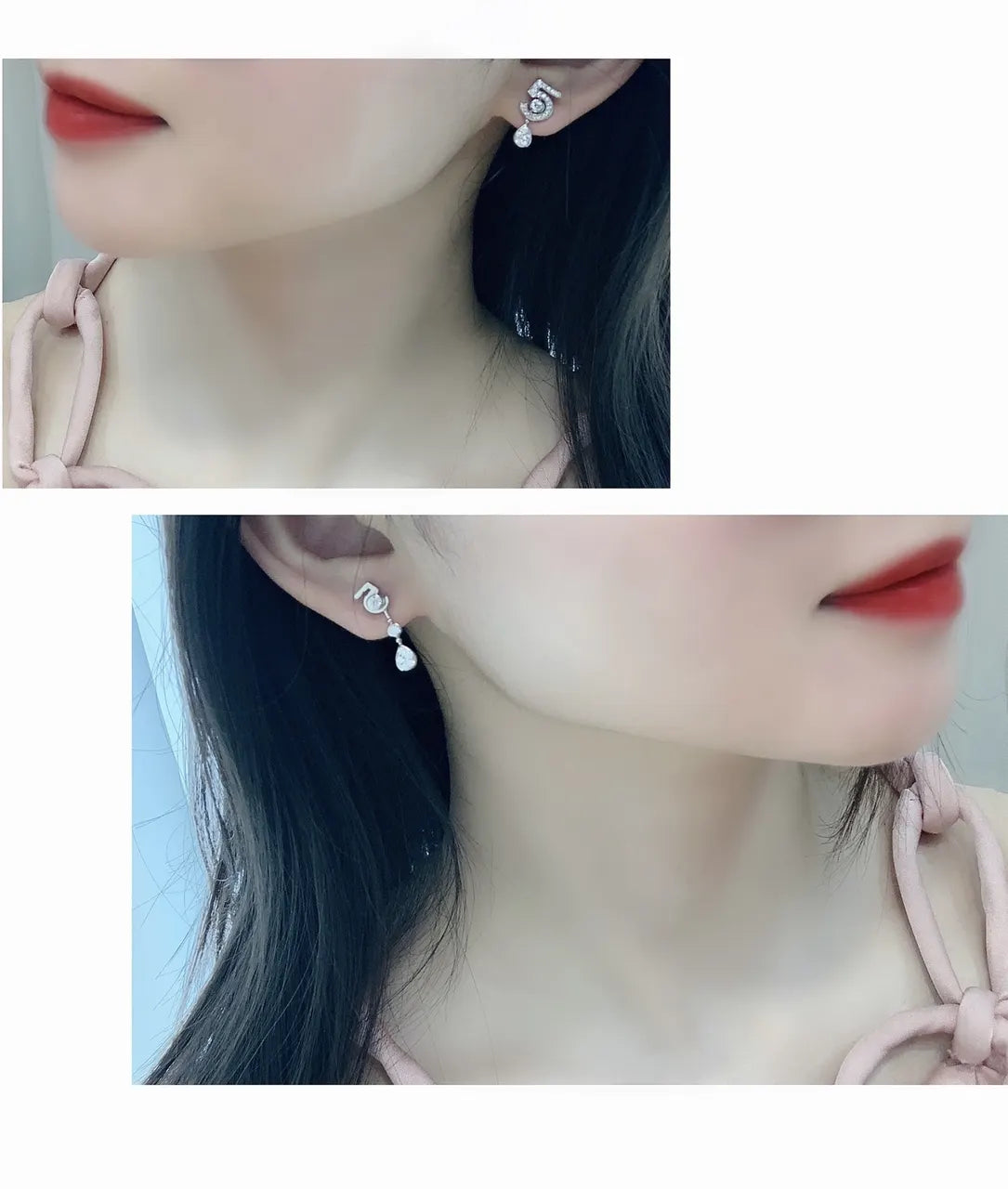Chanel Silver Rose Drop Earrings - Designer Dangle Style