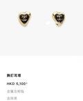 Chanel Gold Black Heart Earrings - Chanel Gold & Black Heart Stud