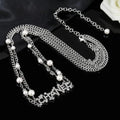 rhinestone Chanel Silver Chain Pearl Belt - Chanel Silver Chain Pearl