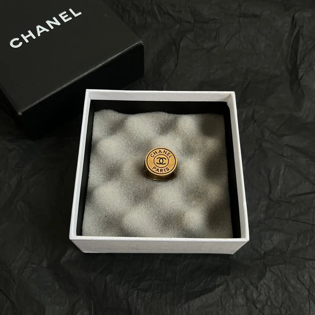 Chanel Gold CC Paris Medallion Ring - Vintage Style