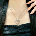 Chanel Silver Heart Necklace - Chanel Silver Heart CC Logo Necklace