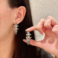 Chanel Blue Denim Hoop Earrings - Chanel Gold & Blue Denim Hoop