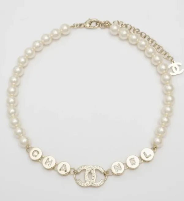 Chanel Pearl Logo Necklace - Chanel Pearl & Logo Necklace - Iconic