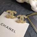 Chanel Gold Pearl CC Earrings - Chanel Gold CC Pearl Stud Earrings
