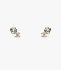 Chanel Crystal Flower CC Earrings - Chanel Silver Crystal Flower CC