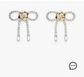 Dazzling Bow Crystal Earrings - Silver & Gold Statement