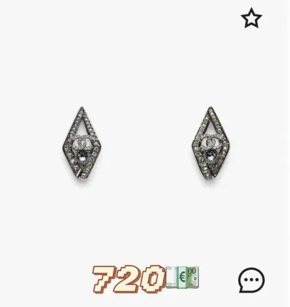 Chanel Silver Diamond CC Earrings - Designer Dangle Earrings