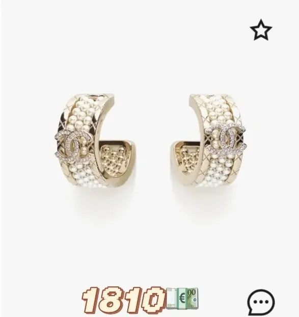 Chanel Gold & Pearl Hoop Earrings - CC Logo Designer
