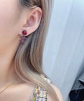 Chanel Red Crystal Earrings - Chanel Red Crystal CC Logo Drop Earrings