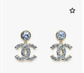 Chanel Blue Crystal CC Earrings - Chanel Gold & Blue Crystal CC
