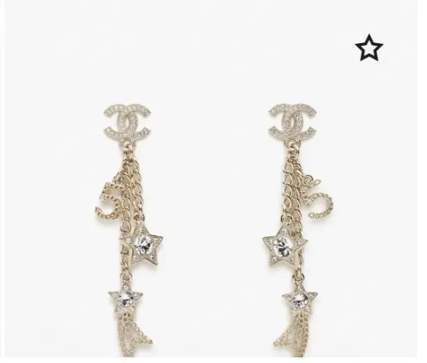 Chanel Gold Star Dangle Earrings - Designer Statement