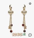 Chanel Gold Dangle Earrings Amber Accents - Designer Jewelry