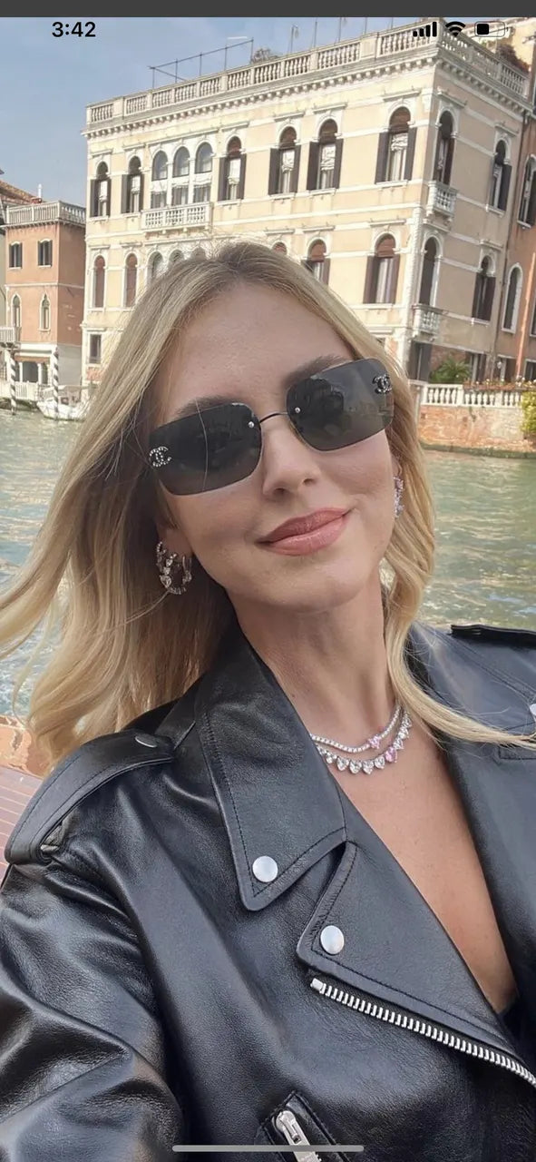 Chanel Round Black Sunglasses - Silver CC Logo