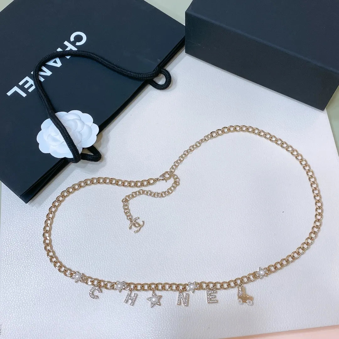 Chanel Gold Chain Belt - Crystal Letter Charms