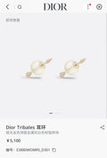 Dior Cream Pearl Arrow Earrings - Gold Finish