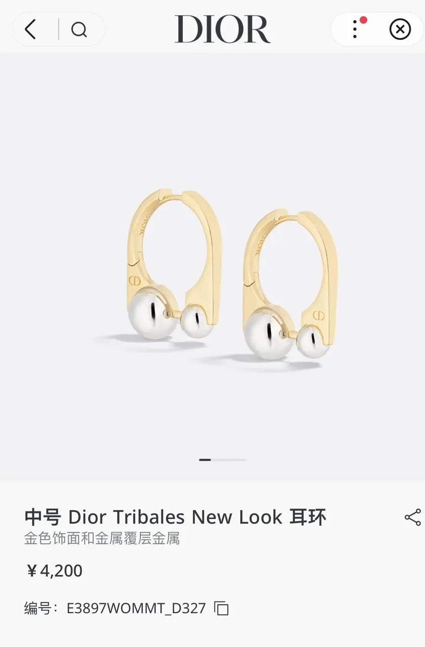 Dior Gold Silver Hoop Earrings - Dior Gold & Silver Tribales Hoop