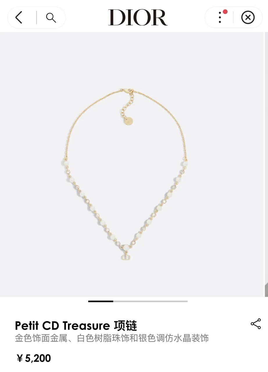gold Dior Petit CD Pearl Necklace - Dior Petit CD Pearl Necklace