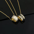 Dior Gold Ring Pendant Necklace - Rhinestone Accent
