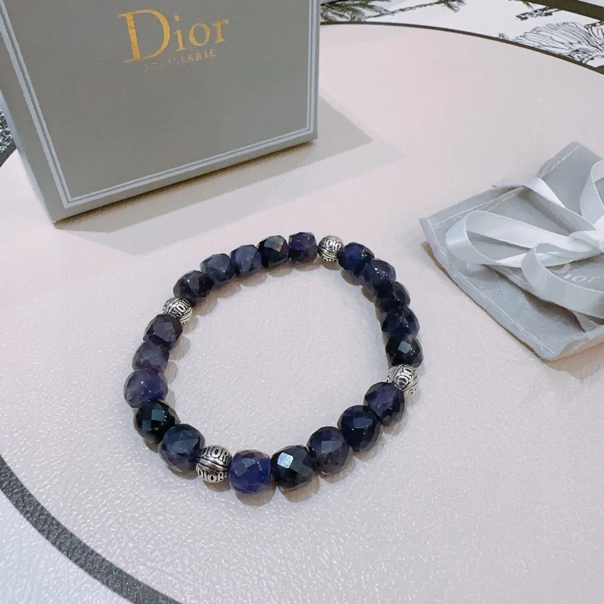 Dior Amethyst Beaded Bracelet - Silver Accents