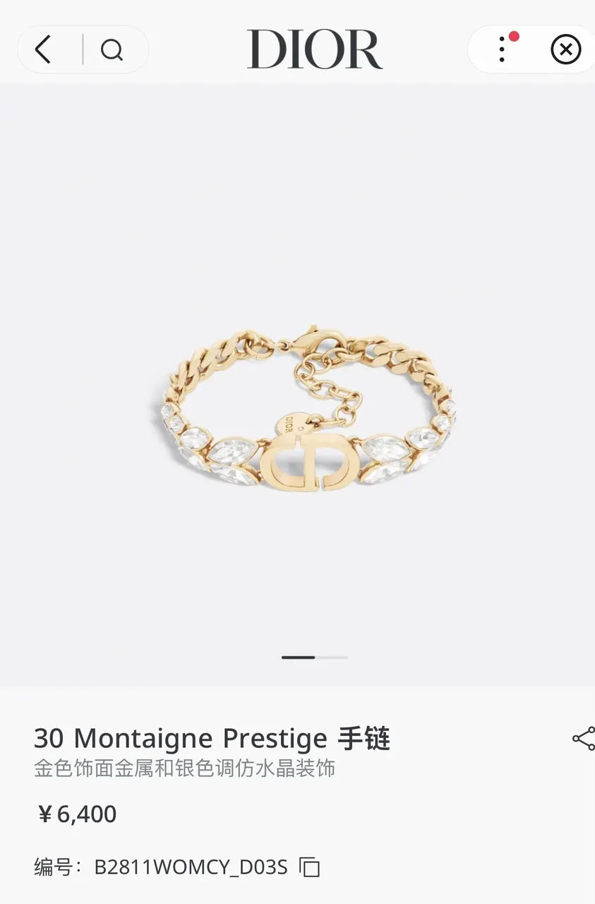 Dior Gold Crystal 30 Montaigne Bracelet - Elegant Charm