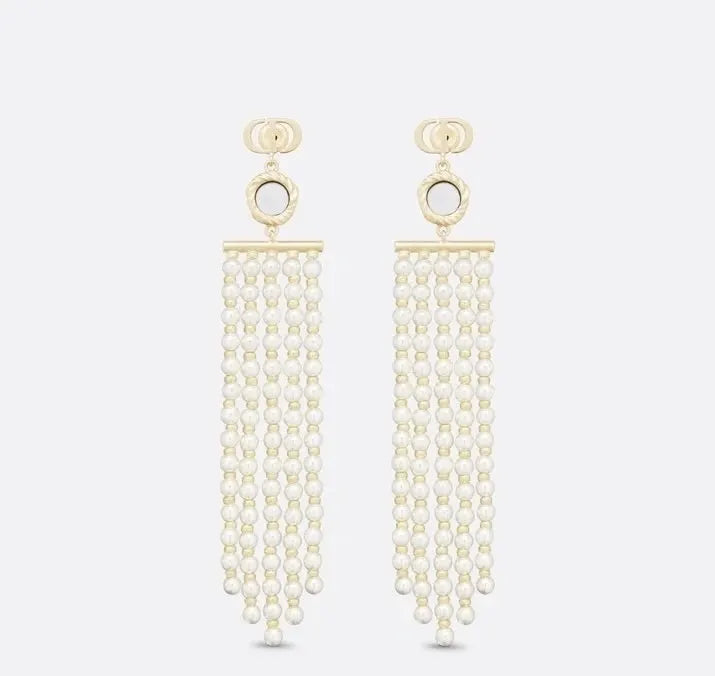 Dior Pearl Fringe Earrings - Dior Gold-Tone Finish Pearl Fringe